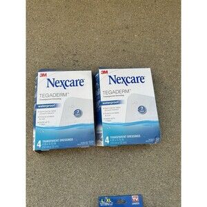 Lot of 2 Nexcare Tegaderm Dressing 4”X 4.75” Waterproof 8 Patches Box Damage